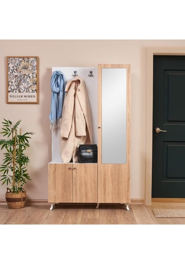 Just Home Aynalı Portmanto - Sonoma / Beyaz Sonoma / Beyaz