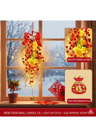 Suofeng 2025 Yılbaşı Yılan Yılı Aydınlatmalı "beş Şans" Süsü - Pvc+kağıt Dekoratif Ev Kapı Süsü