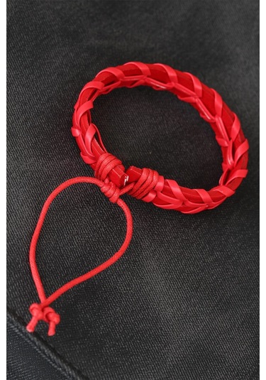 Dodes Dodes Kırmızı Örgü Deri Erkek Bileklik Tg27eb1852 Çok Renkli