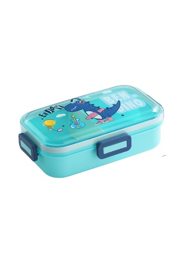 Yeiuyi7 Karikatür Desen İki Bölme Çocuklar İçin Isıtılabilir Öğle Yemeği Kutusu 700ml Açık Mavi