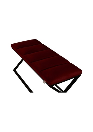 Varcera Black- Bordo Dilimli Model Puf & Bench & Koltuk & Oturma Bankı & Yatak Odası Önü