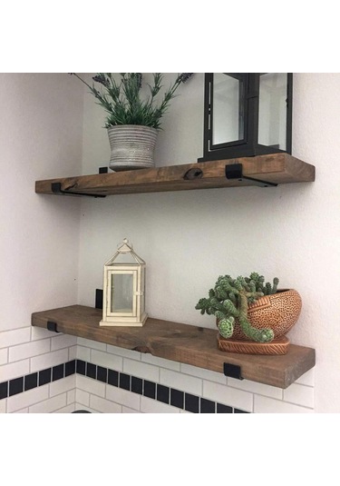 Homyl 2x Raf Aparatı Rustik Metal Vidalı Duvara Monte 15cm Siyah