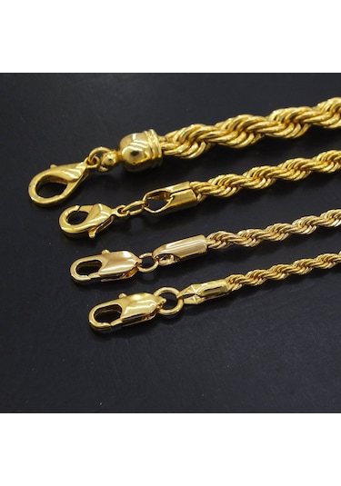 Ferizz Ferizz Altın Kaplama 6Mm Kalın Burgu Halat Zincir Zn-131 Gümüş