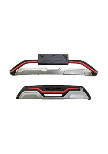 Autogp Chery Omoda 5 Ön Ve Arka Tampon Koruma Difüzör Plastik Kırmızı Detaylı 2022+ Agp-bg-chr-171723