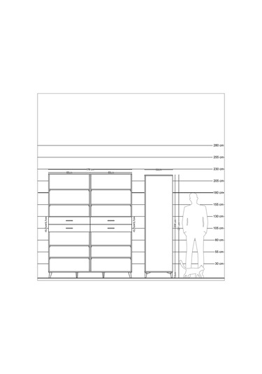 Kronos Gardrop 10 Raflı 4 Çekmeceli 176x59x221 Çam-antrasit/çam Antrasit/çam