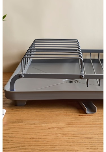 Gourmet Gray Alüminyum Bulaşıklık Tabaklık Döndürülebilir Su Tahliye Sistemli Grı Gri