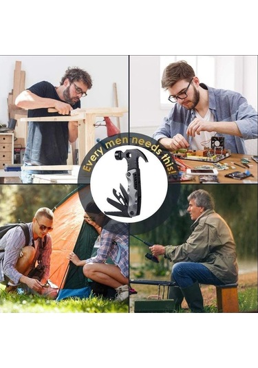 Valkyrie Çok Fonksiyonlu Çekiç Çakı Çantalı Kamp Outdoor Testere Tornavida Seti Siyah