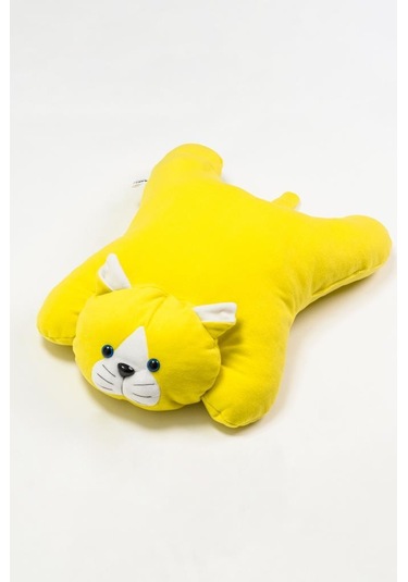 Sevimli Ve Yumuşak Kedi Minder Sarı