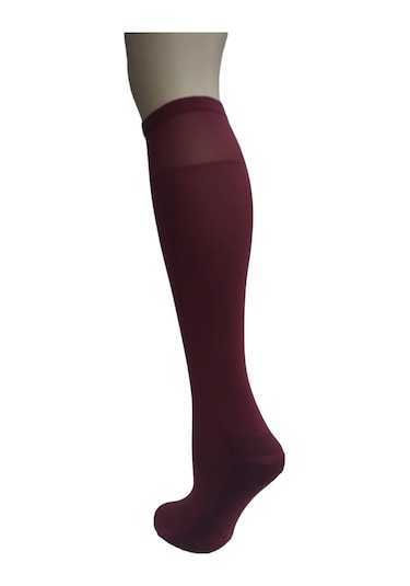 12'li Set Diz Altı Kalın Ten Göstermeyen Kadın Masaj Çorap-bordo Bordo