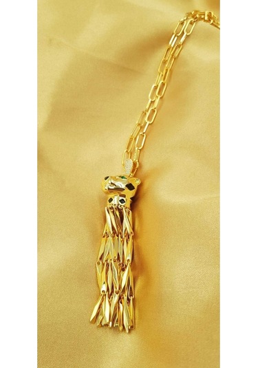 Jaguar Model Altın Tasarım Panter 1. Sınıf Şık Tasarım Çelik Kolye