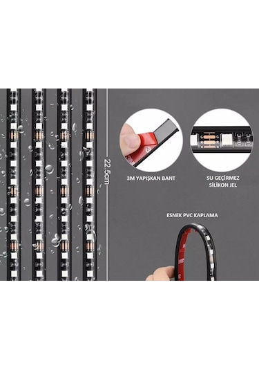 4 Parçalı Uzaktan Kumandalı Ayak Altı Aydınlatma 48 LED Atmosfer