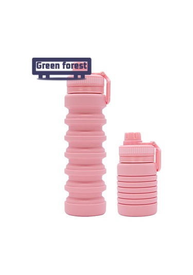 Lebihmurah Generic Yeşil Orman Spor Katlanır Şişe Sızdırmaz Silikon Katlanabilir Su Şişesi