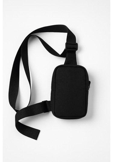 Erkek Çapraz Omuz Çantası 2 Bölmeli Siyah Göğüs Düz Günlük Çanta