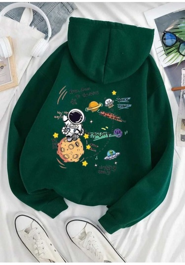 Kozia Outdoors Malkoçbey The Galaxy Baskılı Kapüşonlu Sweatşhirt Haki Haki