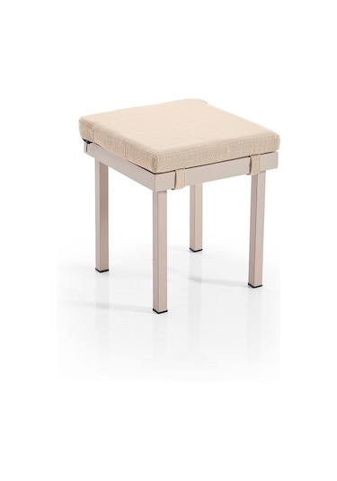 Lara Metal Puflu Bahçe Balkon Takımı 3+1+1+Ahşap Masa Cappuccino