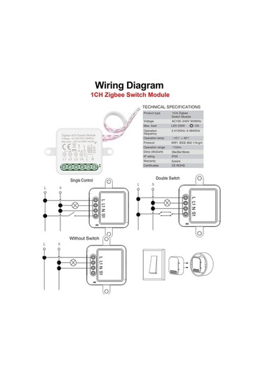 Dancemonkey 1ch Zigbee Mini Anahtar Röle Modülü - 2yönlü, Alexa/google Home Dostu