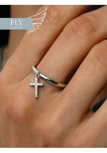 Fly Jewelry 925 Ayar Gümüş Haç Yüzük 232801258 Altın
