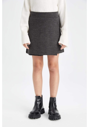 DeFacto Kız Çocuk Antrasit Basic Düz Şort Etek A7172A824WNAR84 Antrasit