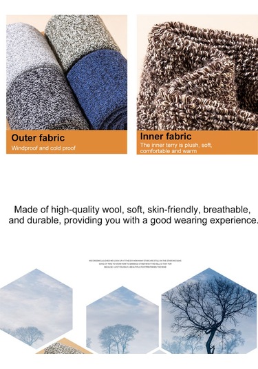 Qingmipy Kışlık Erkek Yün Çorap - Kalın, Sıcak Tutan, 38-44 Beden, Kahverengi