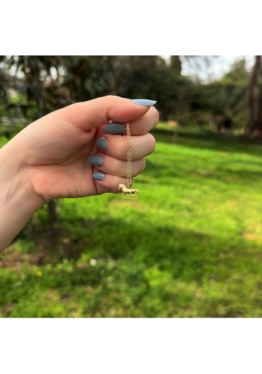 İndigo Takı Sade Minik Koşan At Altın Kaplama Gümüş Kolye