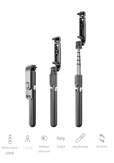 Telefon Ve Kamera Uyumlu Bluetooth Tripodlu Selfie Çubuğu 19-10
