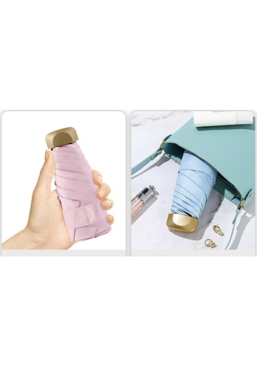 Yystore Ultra Hafif Güneş ve Yağmur Koruyucu Mini Şemsiye Pembe Açık Pembe