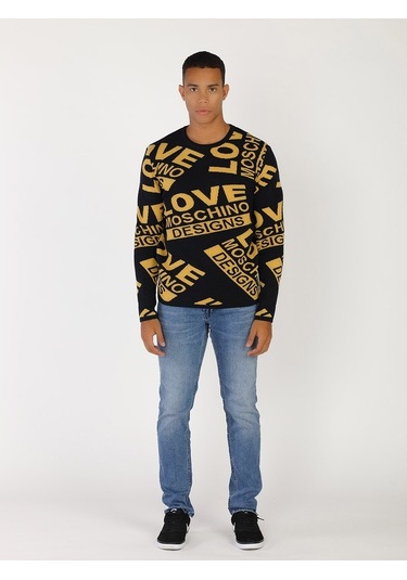 Moschino Moschıno Erkek Kazak / M.Lov.2019.6494 Siyah-Sarı Siyah