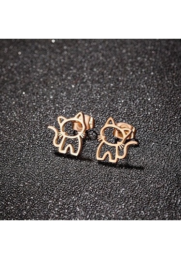 Fastbuy Kedi Paslanmaz Çelik Sevimli Küpeler, 1 Çift, Bayan Punk Takı, Çok Renkli, Moda, Küçük Kulak Çıtçıt Takı, Hediye İçin Çok Renkli