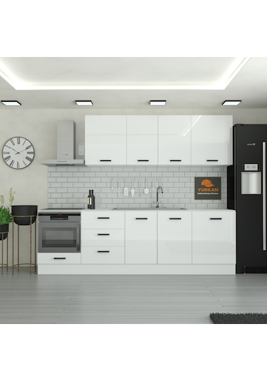 270 Cm Mutfak Dolabı Mdf Kapak Tezgah Dahil Yrkn270 97 Beyaz