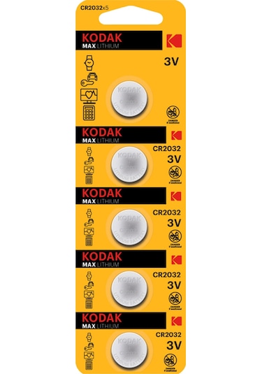 Kodak Max CR2032 Lityum 3V Düğme Pil 5'li