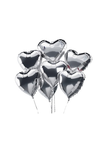 5 Adet 18 İnç 45 Cm Kalp Folyo Balon Gümüş GÜMÜŞ