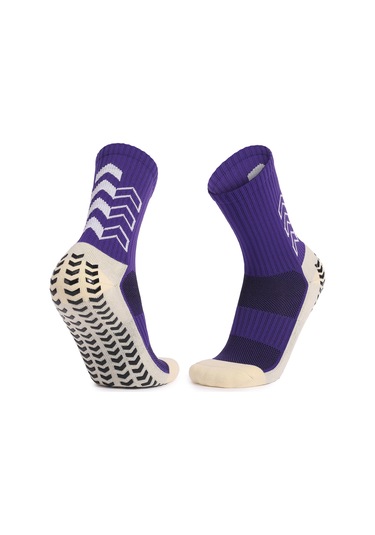 Monyee Spor Çorapları, Büyük Yastık Tabanlı, Kaymazsız Zemin Deseni, Geniş Lastik Manşet, Nefes Alıcı, Isı Emici, Unisex, Mor, Tek Çift Mor