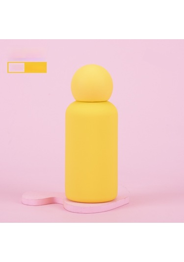 316 Paslanmaz Çelik Termos Bardak 350ml Yaratıcı Sevimli Çocuk Açık Hava Sporları Su Bardağı Sarı