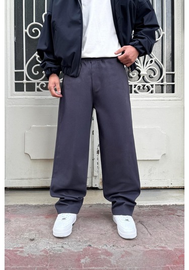 Flaw Bel Lastikli Baggy Gabardin Pantolon Füme Füme