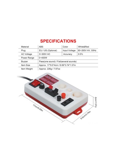 Xiyyadms Led Lamba Test Cihazı: Gerilim, Akım, Güç Ve Pf Ölçer - Çift Klemeli, Yüksek Hassasiyetli, Avrupa Standartı 90-265v, 0-400w Kırmızı Ve Beyaz