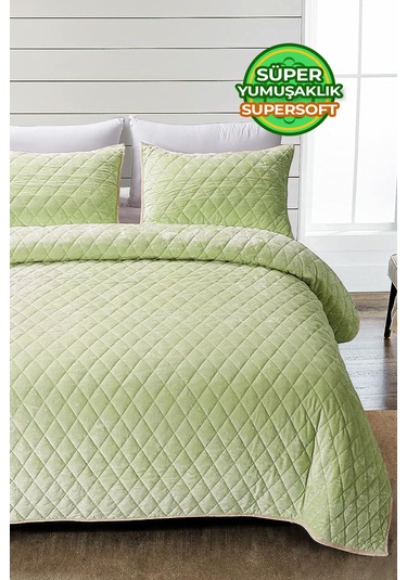 Kapitone Kadife Yatak Örtüsü Seti Tek Kişilik Supersoft 2 Parça