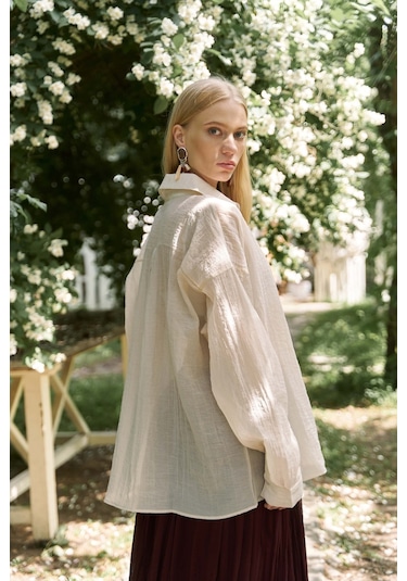 Mai Collection Mai Studios Co. Syaritta Oversize Bej Transparan Gömlek bej