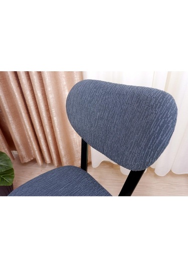 StarMall Bohem Jakarlı Sandalye Kılıfı Çubuk Desen 1 Adet Antrasit