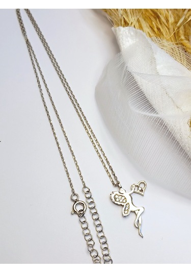 Keskin Gümüş Gümüş Zirkon Taşlı Kalpli Su Perisi Trend Kadın Kolye