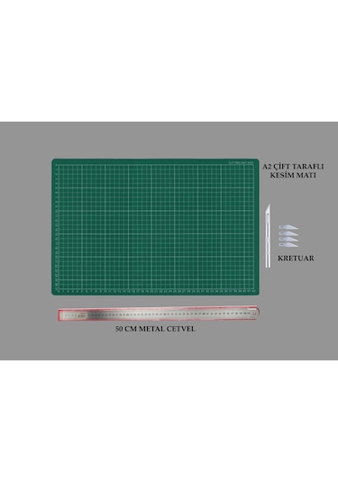 Kesim Matı Altlığı A2 45X60 Cm Gretuar ve 50 Cm Çelik Cetvel Set