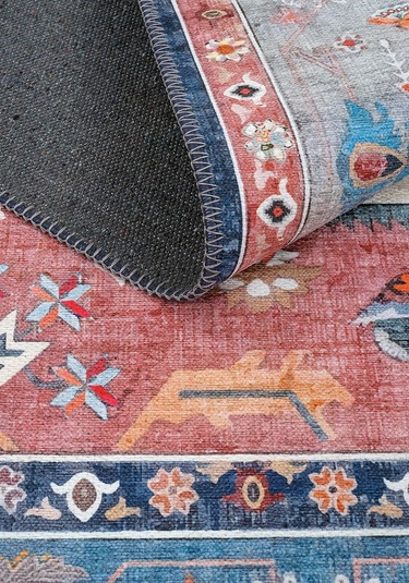 Cool Halı Beylerbeyi By 801 Mavi Renkli Oturma Odası Salon Halısı Makinede Yıkanabilir Şönil Halı