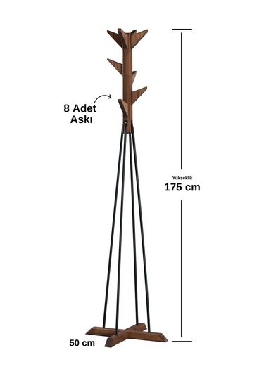 Ayaklı Elbise Askısı Portmanto Askılık Ceviz Rengi Diğer