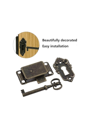 Adet Dolap Kapı Kilidi Antik Kilit Mobilya Mandalı Dekoratif Dolaplar İçin Anahtarlı Kilit Ahşap Kutu Antik Mücevher Makyaj Çantası F