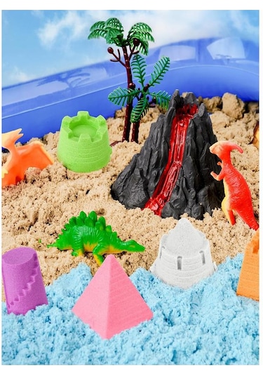 Pembe Kinetik Kum 500 Gr Ve Oyun Kalıbı 6 Lı 1 Paket Kurumaz Kinetik Oyun Kumu Doğal Kinetik Kum