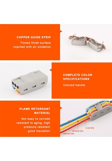 Hombey 20 Adet 11-28awg Pct-2-3 Bakır Tabanlı Alev Dayanıklı Nylon Kablolu Bağlayıcı Terminal Bloku, 32a 250v, Ev Elektrik, Motor, Aydınlatma Uygulamaları İçin