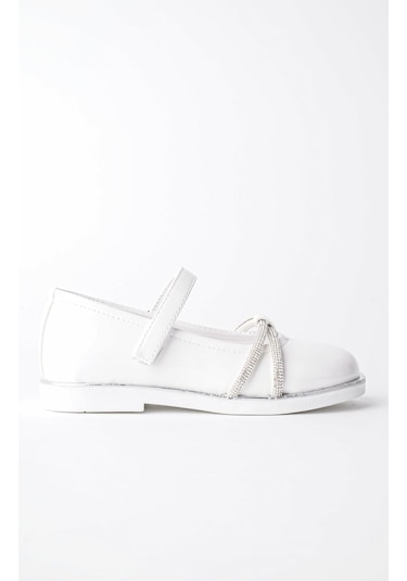 Muggo Unicorn Garantili Günlük Ortopedik Hafif Taban Taşlı Ve Cırtlı Kız Çocuk Babet Beyaz