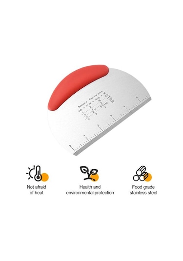 Yeşil Hamur Kesici Paslanmaz Çelik Tezgah Kazıyıcı Çift Ölçekli Tasarım Kaymaz Sap Ev İçin Hamur Kesici Alet