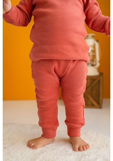 Gots Sertifikalı %100 Organik Pamuk İkili Takım 0 - 4 Yaş - 5548 - Kiremit