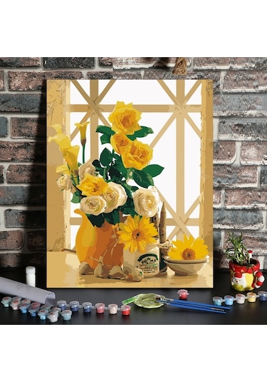Novahub 16 X 20 İçin Kendin Yap Tuval Boyama Seti, Yetişkin-çocuk İçin El Sanatları, Ev Dekoru, Güzel Çiçek Deseni Çerçevesiz