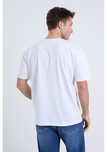 Velvoria Unisex Oversize Relaxed Tennis Baskılı Beyaz Renk T-shirt